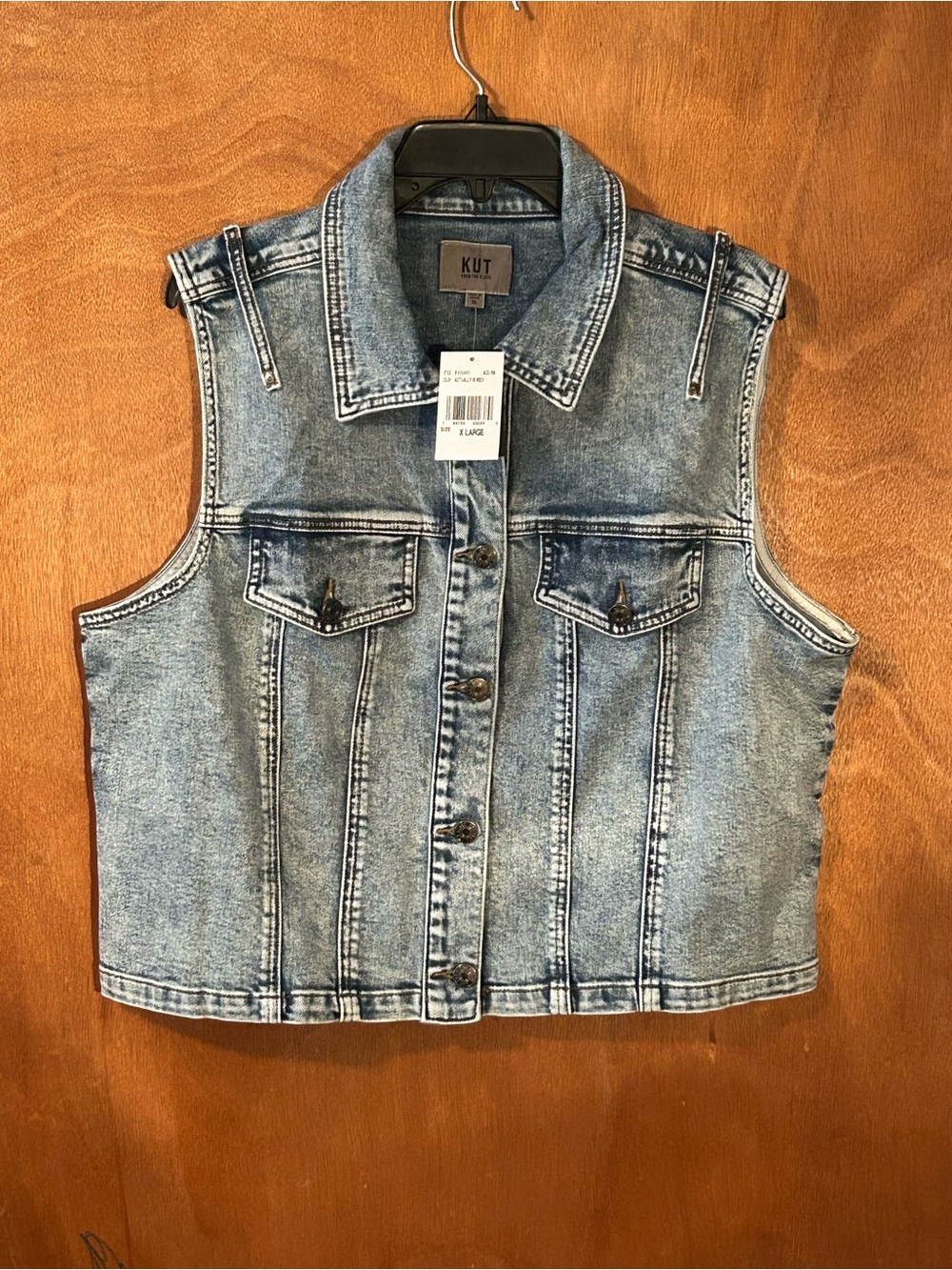 Kut from the Kloth Light Blue Washed Denim Vest
